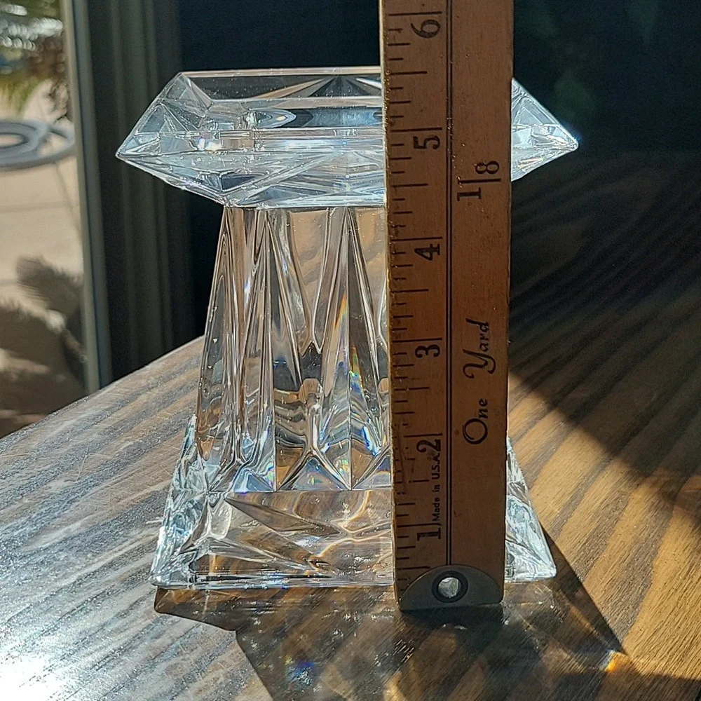 PARTYLITE P7967 5" 24% Lead Crystal Quad Prism Pedestal Candle Holder - Picture 3 of 12